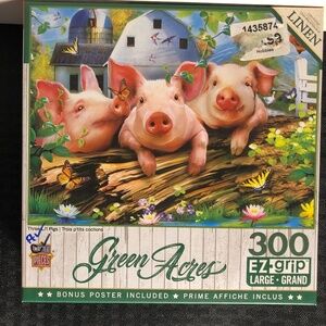 Green Acres Linen - Three Little Pigs Large 300 Piece EZ Grip Jigsaw Puzzle